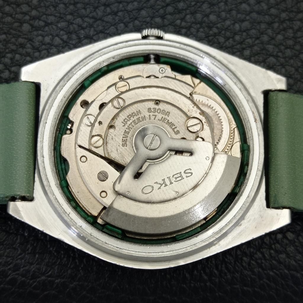 VINTAGE SEIKO AUTOMATIC JAPAN 6309A MENS GREEN COLOR DIAL WATCH a701301-5 R206a-a701301