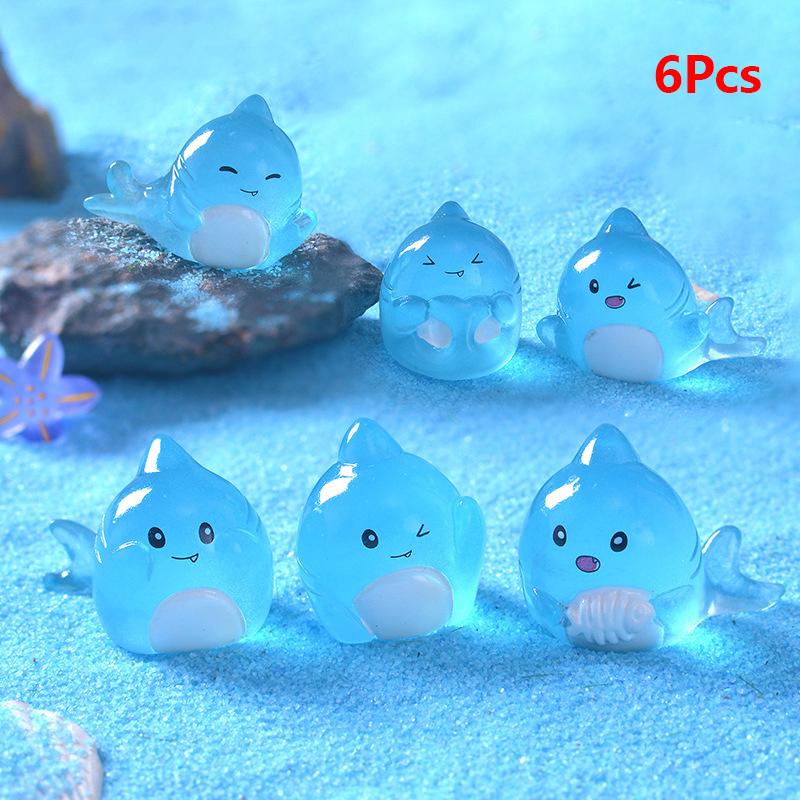 

6 шт светящиеся маленькие акулы украшения мимиатюрные фигурки аксессуары «сделай сам» микроландшафт as the picture