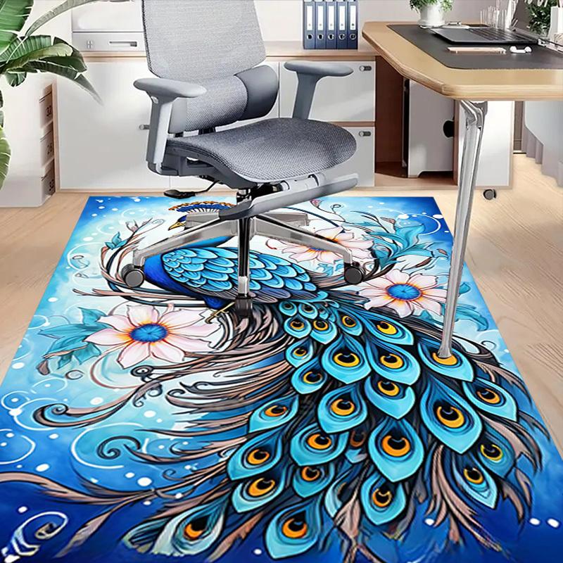 1PC Peacock Flowers Extra Large Non Slip Floor carpet, Office, family, Studio   Large Area Rug Indoor Rugs, Bold Statement Piece