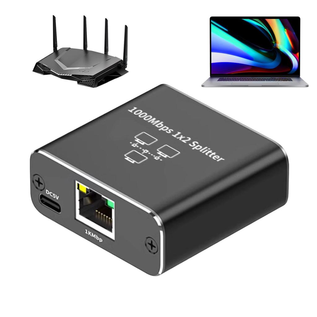 Ethernet Splitter 1 To 2 High Speed 1000Mbps Ethernet Splitter 2 Devices Simultaneous Networking RJ45 Splitter Adapter