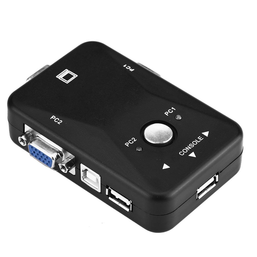 USB 2.0 KVM Switcher 2   4 Port VGA Manual Switch Box Video Sharing Adapter