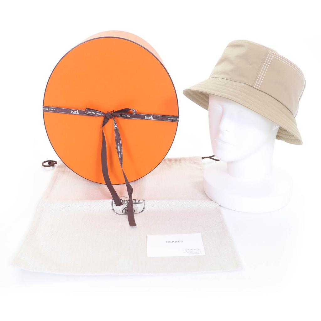 Pristine HERMES Hat Fred Stitch Embroidered H Bucket Hat Cotton Mens Used