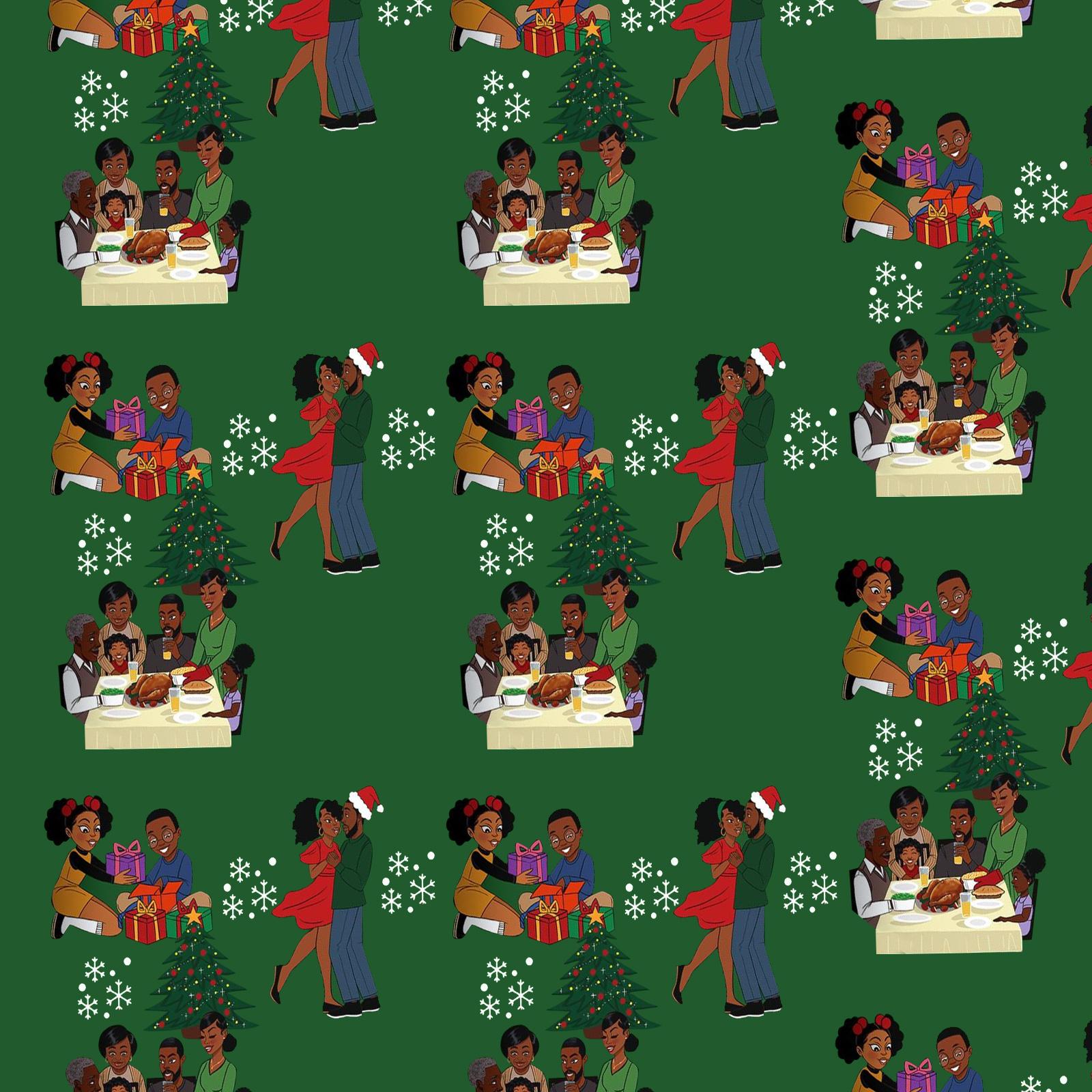 

Home For The Holidays Black Santa Wrapping Paper,Fun Christmas Gift Wrapping Paper One Size