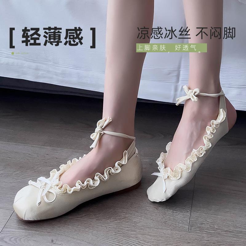 Socks, Boat Socks, Summer Light Ice Socks, Lace Ballet Style Bow Straps, Invisible Socks, Socks Industry