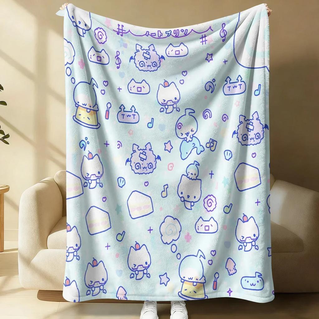 Sanrio Hello Kitty Plush Flannel Blanket Lightweight Throw Pink Gingham Apple Blanket Bed Sofa Cover School Office Nap Shawl