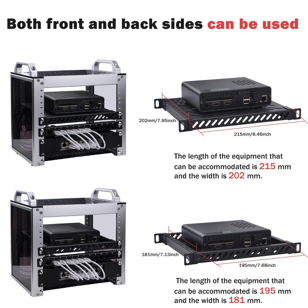 GeeekPi 0.5U Heavy Duty Server Rack Shelf for DeskPi RackMate T1/T0 and 10-inch Server Racks or Network Cabinets, Perforated Design, 25kg Load Capacit