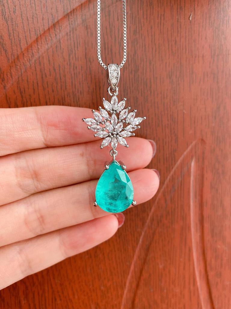 Jewelry High Carbon Diamond Classic Princess Square Pendant Earrings Jewelry Set Main Stone 7 * 7