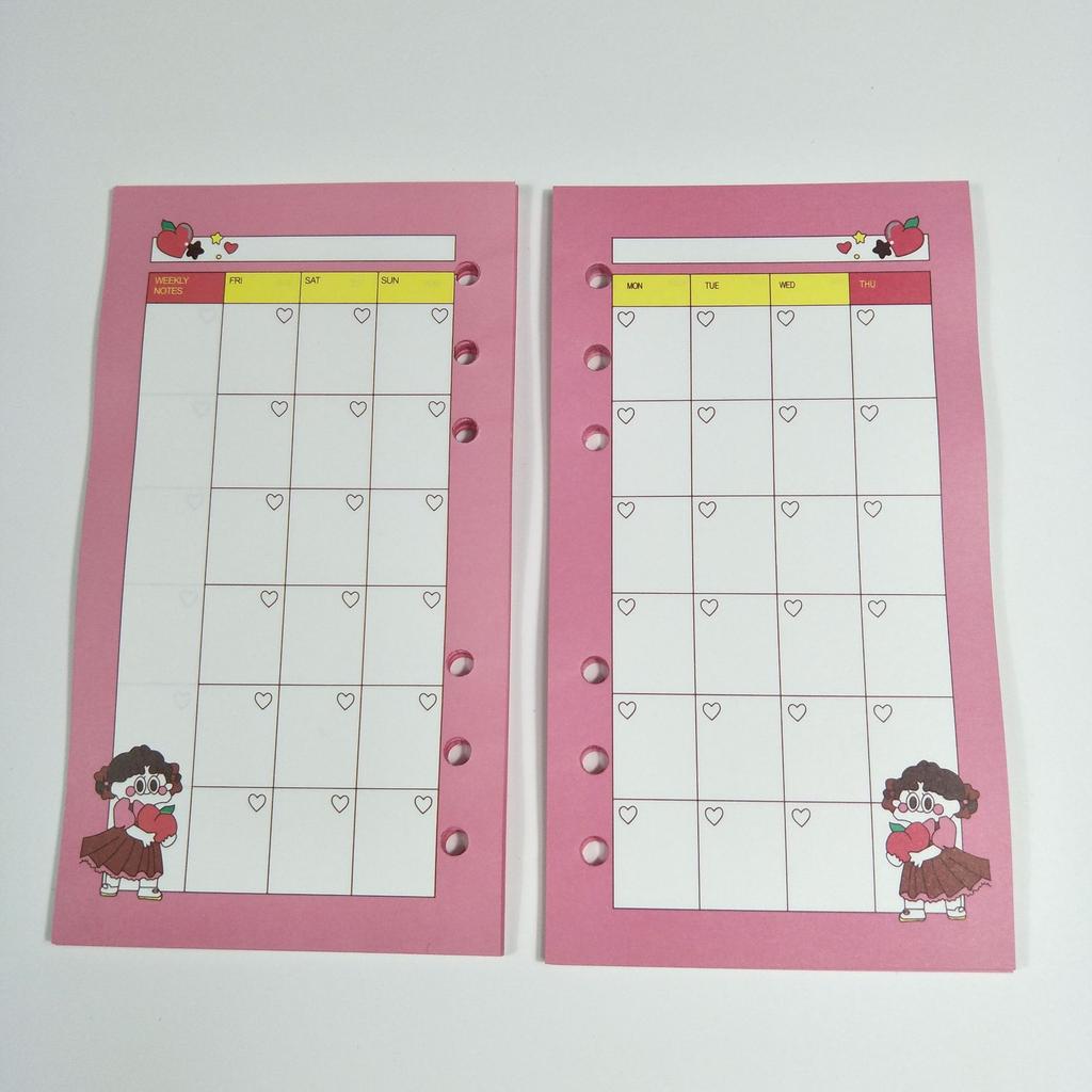 Lovely A6 Loose Leaf Notebook Refill Spiral Binder Index Inside Page Monthly Weekly To Do List Paper Stationery