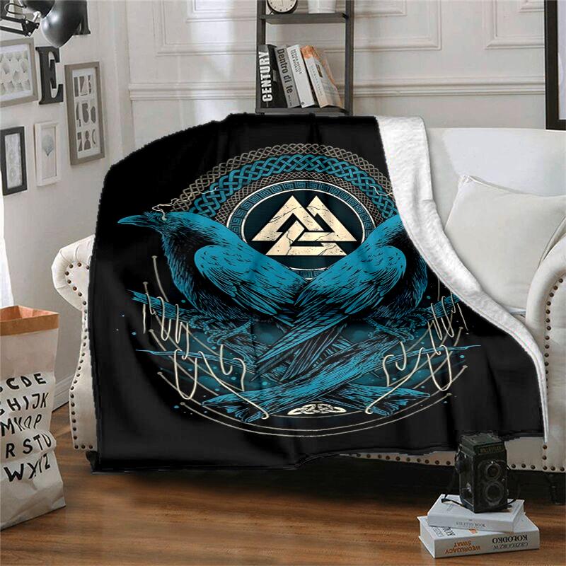 Nordic Mythology Flannel Blanket Soft All-Season Throw, Design for Camping, Car Travel, Hiking Sofa, Bed, Office Perfect Gift for Parties