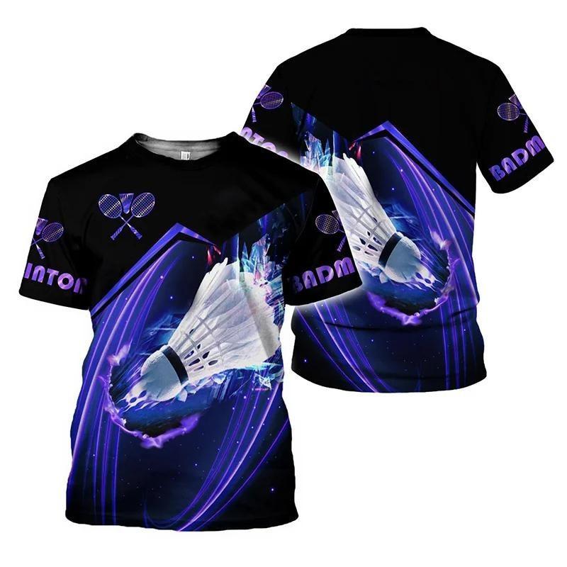 Men s 3D Digital Printed Badminton T-shirt Fashion Casual Comfortable Plus Size Short Sleeved  T-shirt 6XL