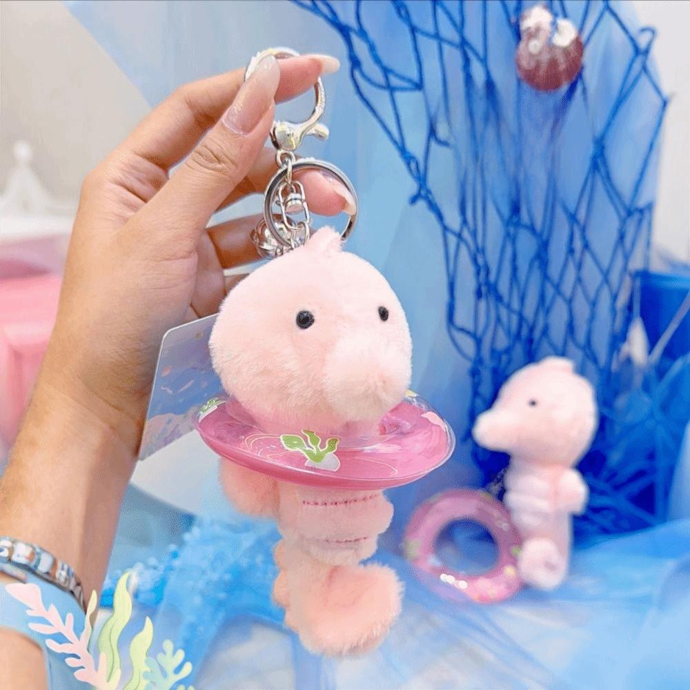 Kawaii Fluffy Sea Turtle Keyring Seahorse Dolphin Plush Doll  Home Decor