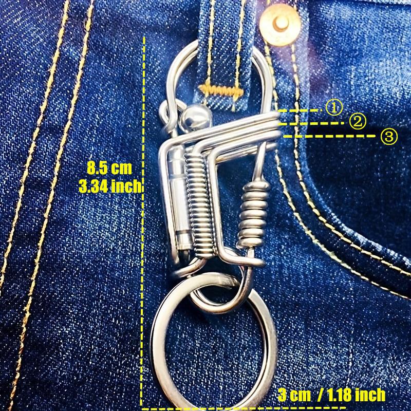 Stainless Steel Handicraft Key Ring Hanging Keychain Waist Buckle Matte Bead Car Keyring Men American Mechanical Style Trinket