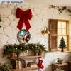 Panneau de Noël en Aluminium Coloré Plat 2D - Ornements Figurine Navidad avec Motif Père Noël & Couronne - Idéal pour Porte d'Entrée, Mur, Porche, Clôture