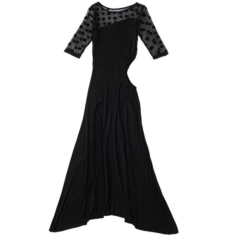 Huayu Hepburn Polka Dot Uitgesneden Modal Jurk voor Volwassen Vrouwen Buikdans Oefening