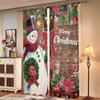 2 Pieces, Snowman Christmas Wooden Background Curtains -30% Blackout - Suitable for Living Room, Bedroom, Kitchen, Home Decorati