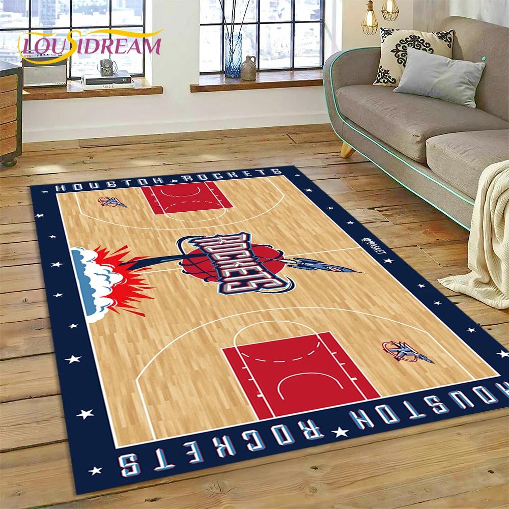 Tappeto Personalizzato 3D Campo da Basket Americano Squadra per Decorazione Soggiorno Camera da Letto, Decorazione Antiscivolo per Divano Zerbino Regalo