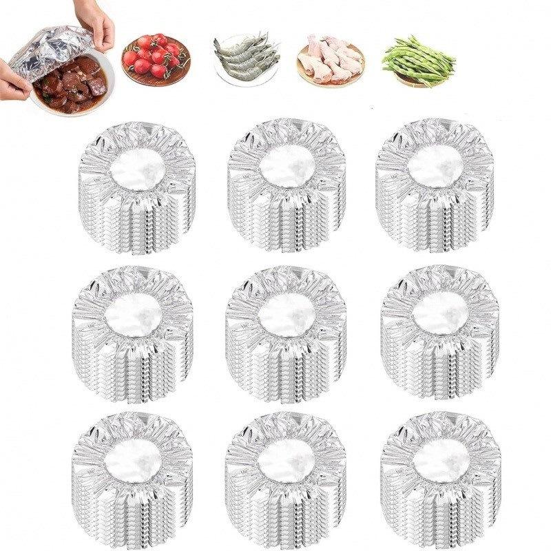 30/40Pcs Reusable Heat Preservation Aluminum Foil Bowl Covers for Oven Catering Takeaway Picnic Use