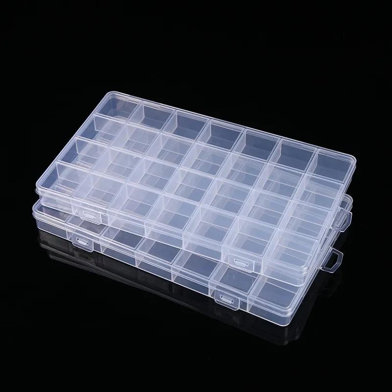 Plastic storage box with 28 compartments and slotted beads, anti string grid jewelry classification accessories booklet, jewelry