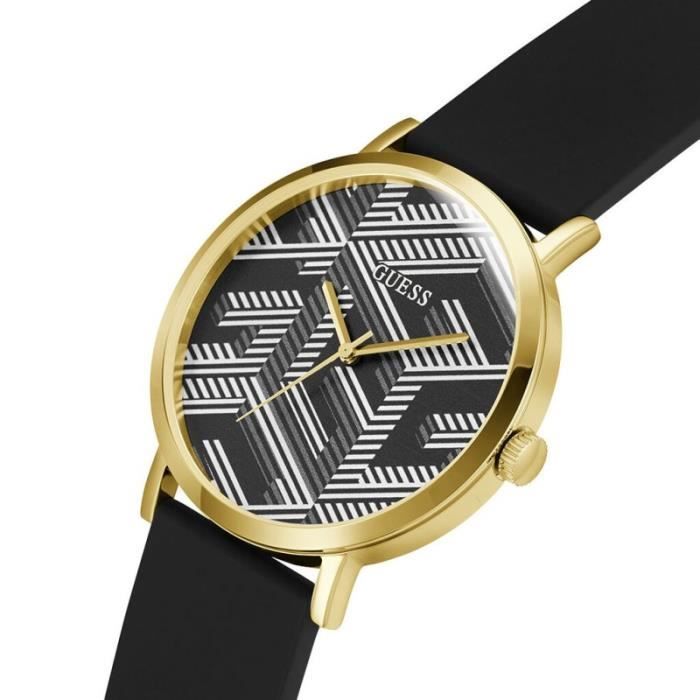 Guess G Bossed Montre Homme Acier Doré Silicone Noir GW0625G2
