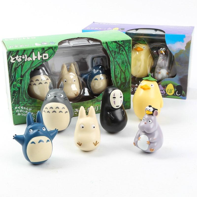 Niedliche Totoro Wackelkopffigur PVC- und Harzmaterial Cartoon Anime Desktop Dekoration Set mit 3 Figuren in einer Box Figuren)