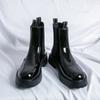 Herrenstiefel PU Schwarz Grün Große Zehe Dicke Sohle Abriebfeste Stiefel Business Marke Chelsea Boots Größe 38-45 Herrenstiefel