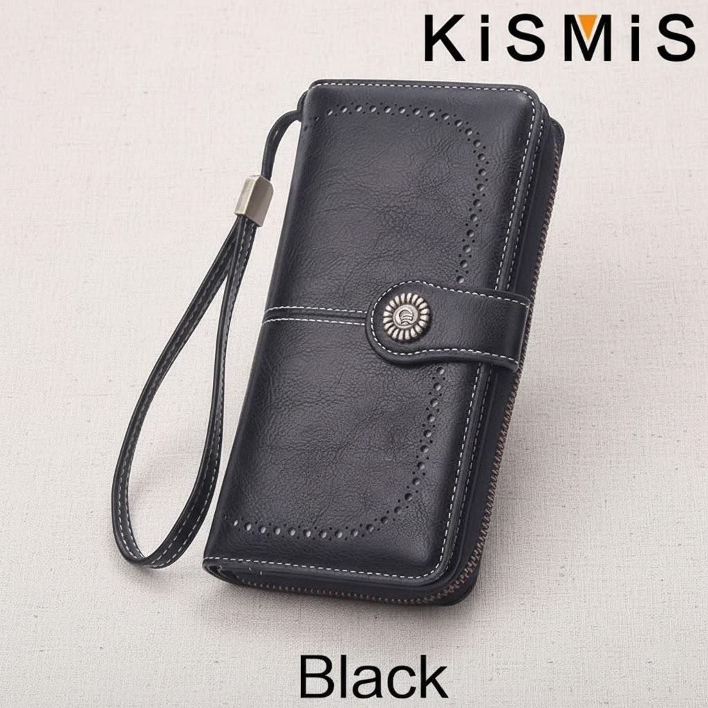 Fashion Texture Women s High Quality RFID Anti Theft Leather Wallet Long Multi Card Wrist Bag чёрный
