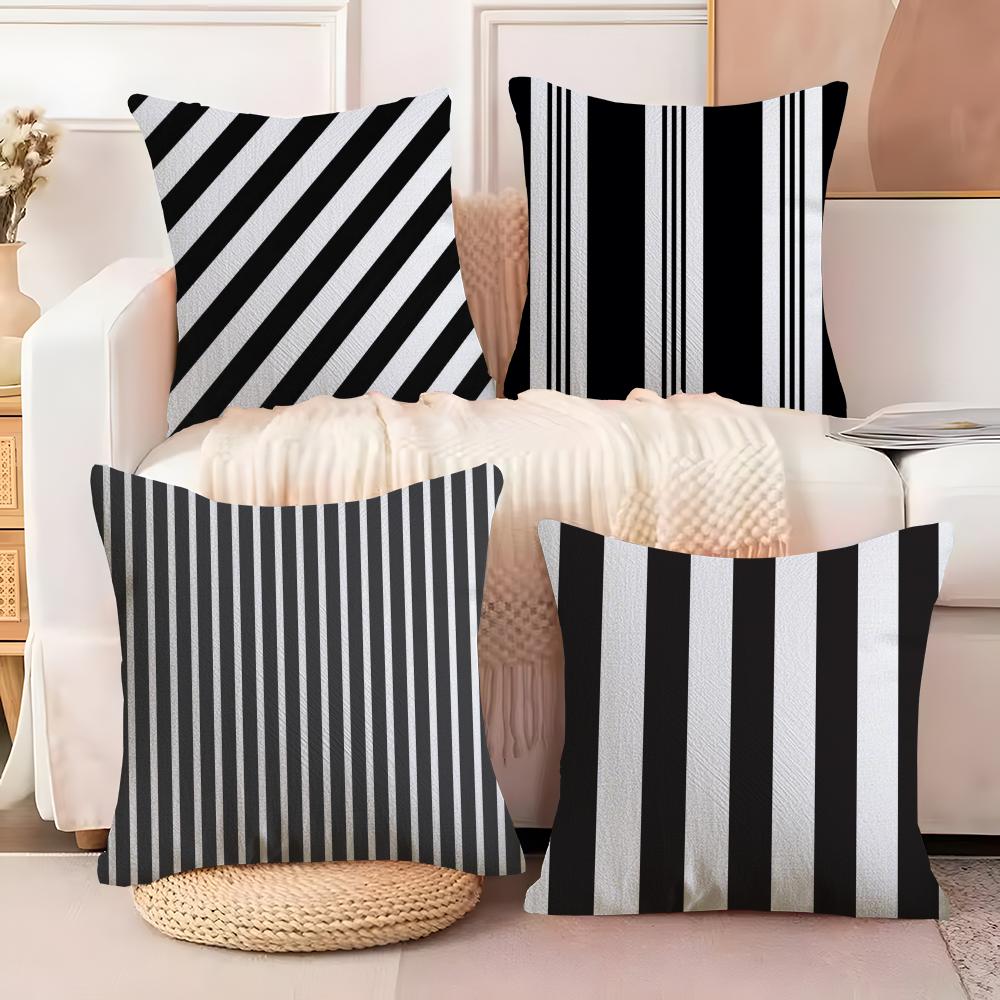 Minimal Classic Black & White Stripes Pillow Case linen pillow case sofa home decor cushion cover cushion cove