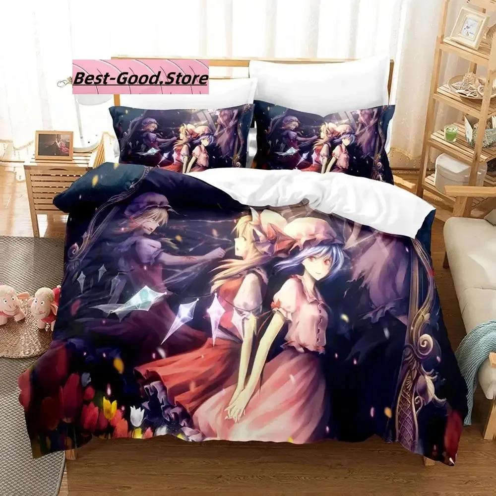 Touhou Project Bedding Set Single Twin Full Queen King Size Bed Set Aldult Kid Bedroom Duvetcover Sets 3D Print  Kawaii