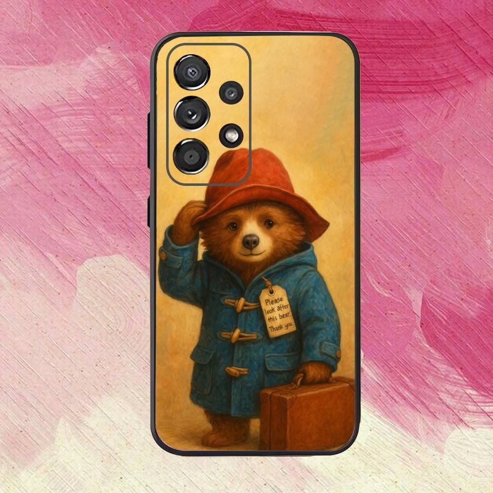 Cute P-Paddington B-Bear Phone Case For Samsung S25,S24,S21,S22,S23,S30,Ultra,S20,Plus,Fe,Lite,Note,10,9,5G Black Cover
