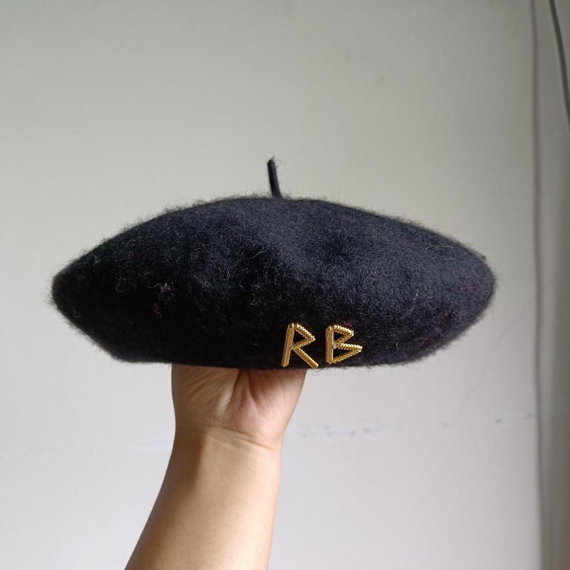 

Фиолетовый берет RB из шерсти с английскими буквами, осенне-зимняя шерстяная шапка цвета конфет, женская шапка, зимняя шапка, берет M55-58cm