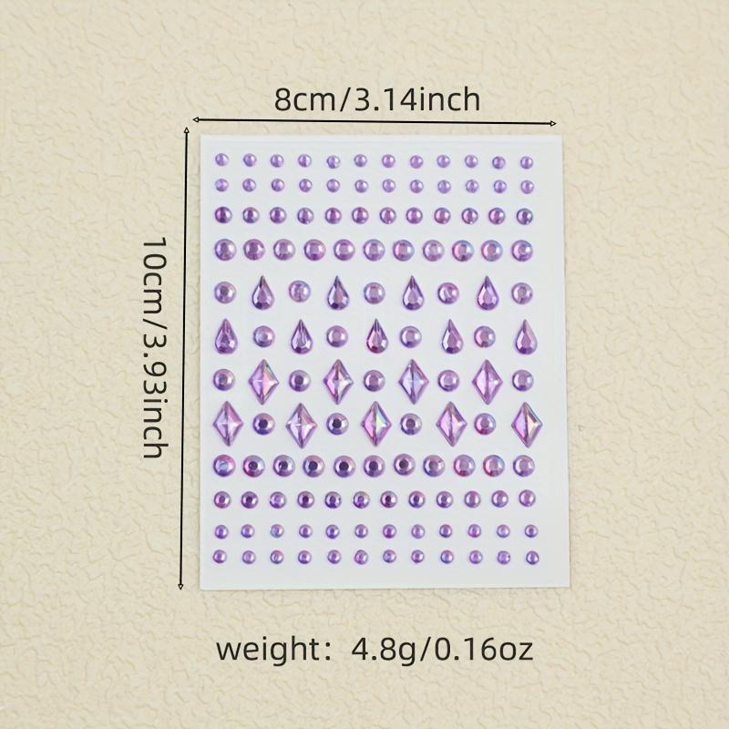 Multi-Size 3D Purple Synthetic Gemstones Teardrop, Rhombus, Round Drill Face Stickers for DIY Makeup Eye Decoration Sparkling Rhinestone for Crafts