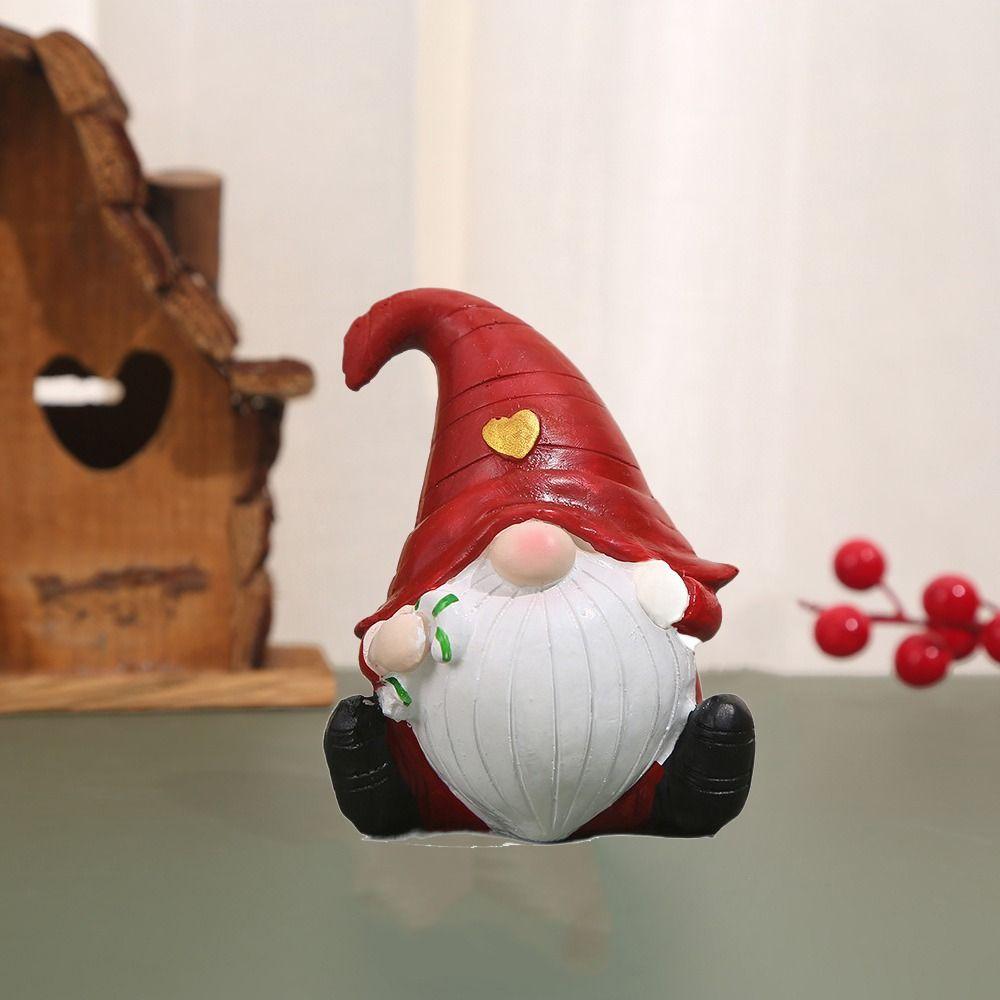 Resin Gnome Figurine Creative Dwarfs Miniature Sculpture Santa Claus Statue Festive Atmosphere