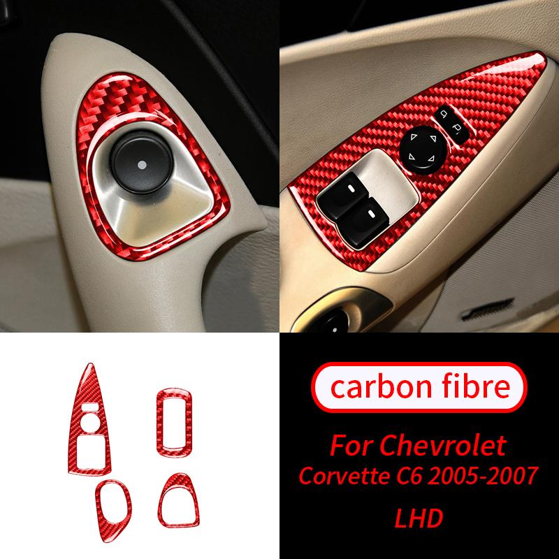 

Для Chevrolet Corvette C6 2005-2007 4 шт., настоящая наклейка на окно из углеродного волокна, внутренняя отделка салона автомобиля B