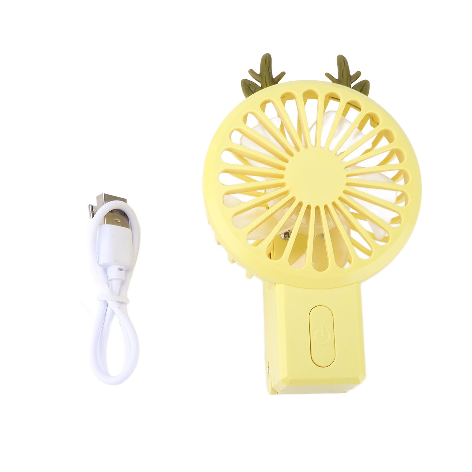 

Folding Fan Cute Ear Shape 3 Level Mini Size 5 Blades Portable Keeping Cool Tool for Outdoor yellow