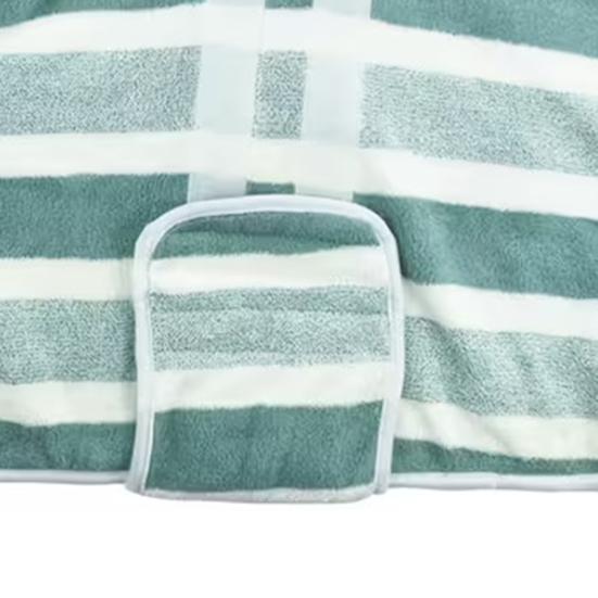 Quick-Drying Dog Bathrobe Striped Dog Wrap Towel with Belly Band Super Absorbent Pet Grooming Towel Robe for Dogs After Bath Machine Washable