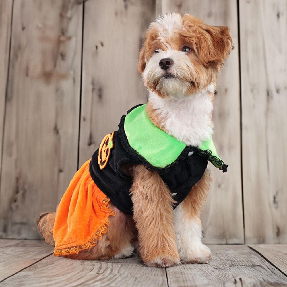Pumpkin Pattern Dog Pumpkin Dress Creative Pet Cosplay Costume Halloween Dog Costume Pet Costumes