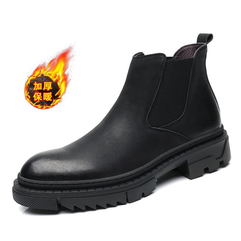 

Зимние хлопковые ботинки Мартина мужские полусапоги кожаные ботинки британские муфты короткие ботинки на толстой подошве корейская версия приливные локомотивные кожаные ботинки 44