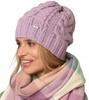 Women's Braided Knit Hat for Winter and Autumn Fashionable Uni A4 Lilac