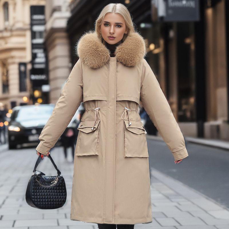 Live Gall Women's Winter Padded Coat - Removable, Three-in-One Long Over-the-Knee Thickened Cotton Outerwear