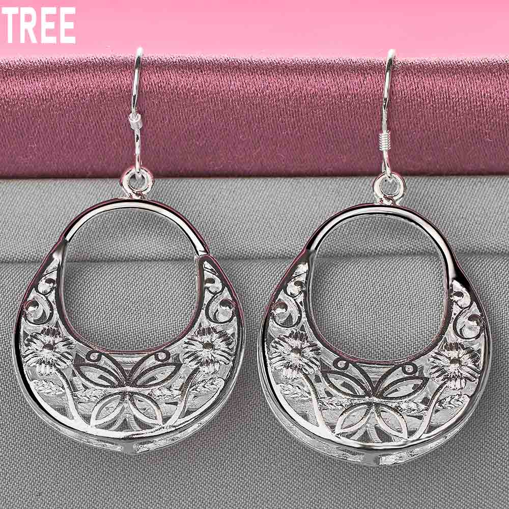 925 Sterling Silver Charm Butterfly Hollow Drop Earrings Charm Fashion Jewelry