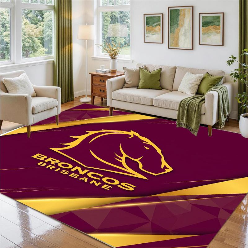 Brisbane Broncos Design Crystal Velvet Rug Soft Decorative Mat for Bedroom Entrance