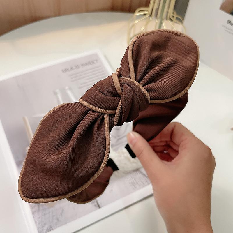 Nieuwe Eenvoudige Verpakking Konijnenoor Haarbanden Vrouw, Brede Rand Strik Hoofdband Mode Druk Haaraccessoires black