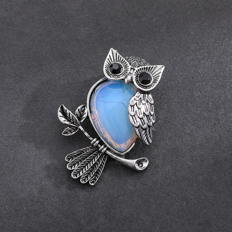 Vintage Cross Owl Crystal Stone Pendant Necklace for Men and Women - Classic Creative Design