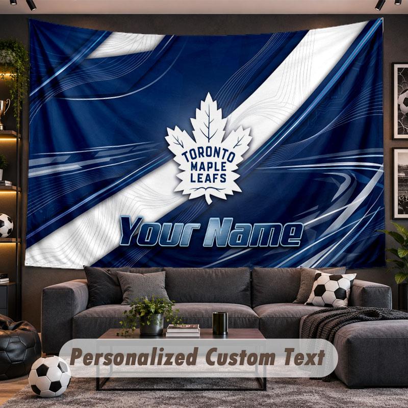 Wall Hanging Tapestry Custom NameToronto Maple Leafs Pattern Personalized Printed Fabric Wall Decor