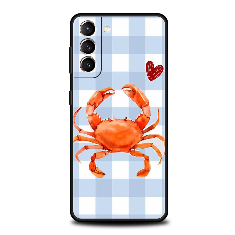 Phone Case Cover for Samsung Galaxy S25 Edge S24 S23 S22 S20 S21 FE Ultra S10 S10E Plus Soft TPU Marine Life, Crabs, Lobsters