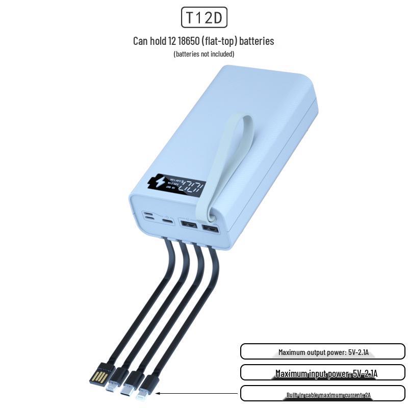 Solderless 4-Wire 12-Section 18650 Power Bank Kit with Ultra-Fast Disassembly