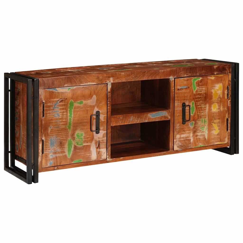 TV Cabinet with Door Multicolored 120 x 33 x 50 cm Solid Reclaimed Wood