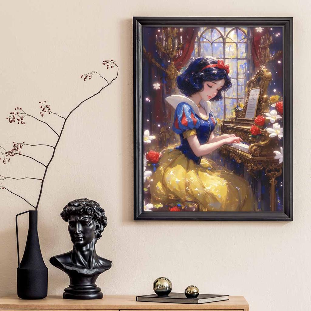 5D Diy Diamond Painting Snow White Playing The Piano Full Drill Rhinestones Mosaic Embroidery Handmade Products Home Decor Gift