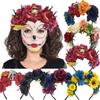 Rose Flower Simulation Flower Headband Skeleton Skull Hair Hoop Halloween Hair Band  Festival