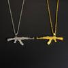 Trendy Assault Rifles Necklace with Premium Cubic Zirconia Stones for Unique Style Hipsters Streetwear Diamond Accessory